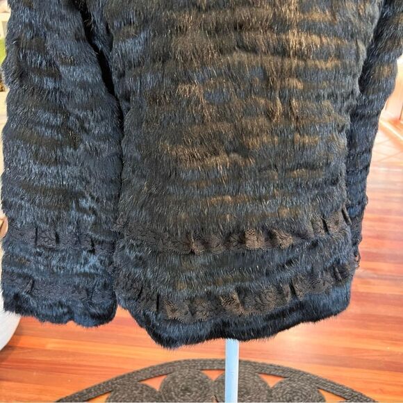 Elegant Franco Ferra Milano Black Rabbit Fur Jacket - Picture 7 of 7